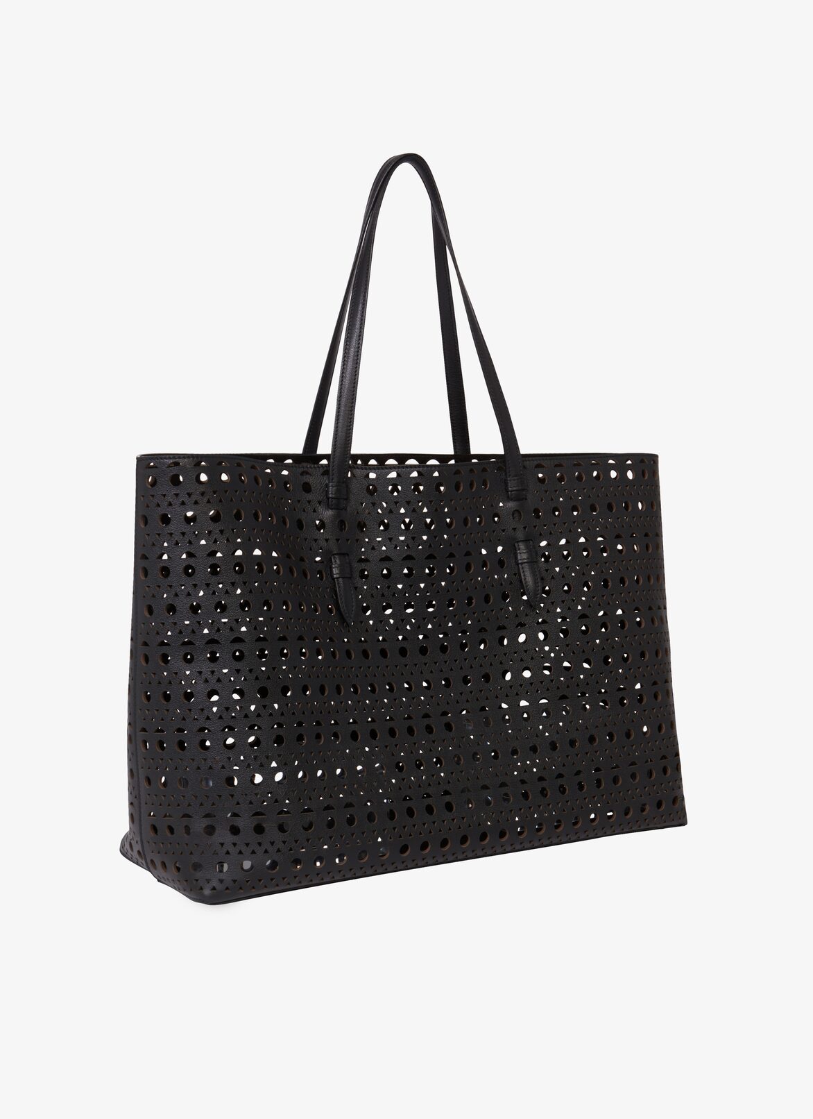 Mina 44 bag in optical perfo lux calfskin ALAÏA BLACK MINA 44 BAG IN OPTICAL PERFO LUX CALFSKIN